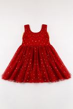 Red sequin bow girl tutu dress
