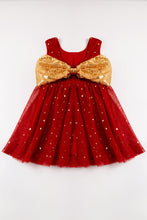 Red sequin bow girl tutu dress