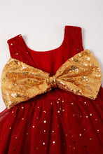 Red sequin bow girl tutu dress