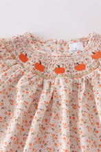 Orange floral pumpkin smocked dress - ARIA KIDS