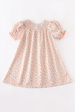 Orange floral pumpkin smocked dress - ARIA KIDS