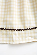Thanksgiving plaid pumpkin smocked puff sleeve dress