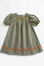 Green scarecrow pumpkin smocked dress - ARIA KIDS