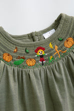 Green scarecrow pumpkin smocked dress - ARIA KIDS