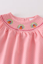 Pink turkey smocked dress
