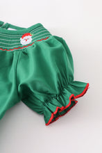 Green santa smocked dress - ARIA KIDS
