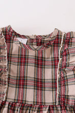 Plaid christmas car applique ruffle dress