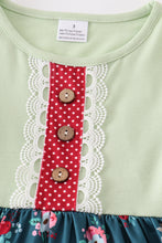 Green floral ruffle buttons girl dress - ARIA KIDS