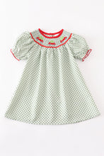 Green christmas tree car smocked dress
