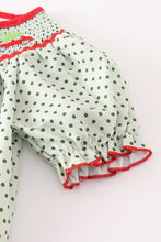 Green christmas tree car smocked dress