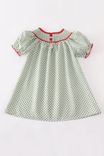 Green christmas tree car smocked dress