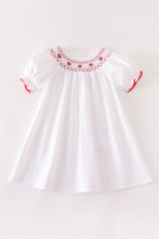 White floral smocked  puff sleeve dress - ARIA KIDS