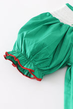 Green christmas tree embroidery smocked girl dress - ARIA KIDS