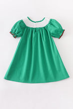 Green christmas tree embroidery smocked girl dress - ARIA KIDS
