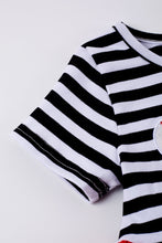 Red stripe baseball applique dress