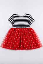 Red stripe baseball applique dress
