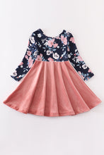 Peach floral velvet twirl dress - ARIA KIDS