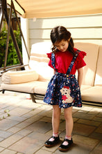 Navy floral dog star applique strap skirt set - ARIA KIDS