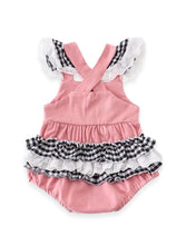 Dusky Pink Gingham Plaid Bunny Lace Baby Romper - ARIA KIDS