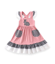 Dusky Pink Gingham Plaid Bunny Lace Dress - ARIA KIDS