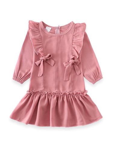 Dusky Pink Ruffle Dress - ARIA KIDS