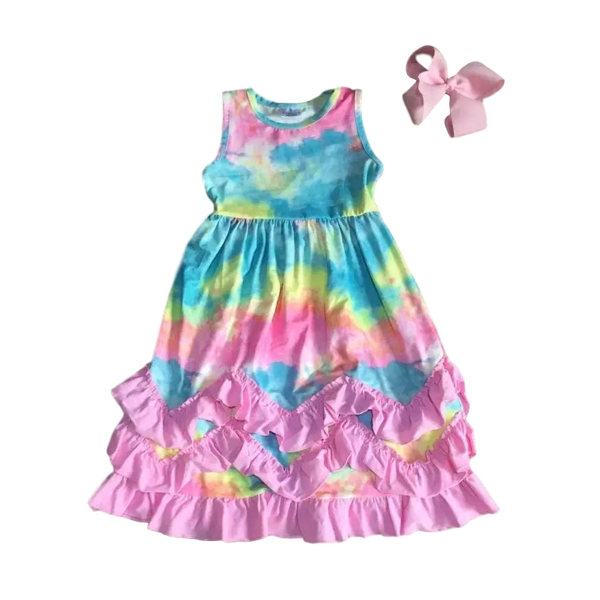 Pastel Tie Dye Ruffle Dress - ARIA KIDS