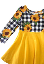 Yellow Sunflower Plaid Twirl Dress - ARIA KIDS