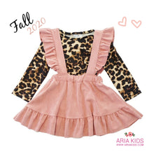 Leopard Top Blush Pink Suspender Skirt Set - ARIA KIDS