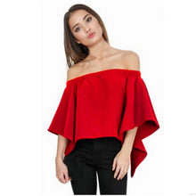 Scarlet Red Cross Back Women's Off Shoulder Top - ARIA KIDS