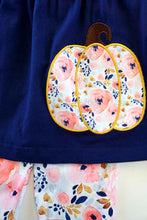 Navy & Pink Floral Pumpkin Pants 2-Piece Set - ARIA KIDS