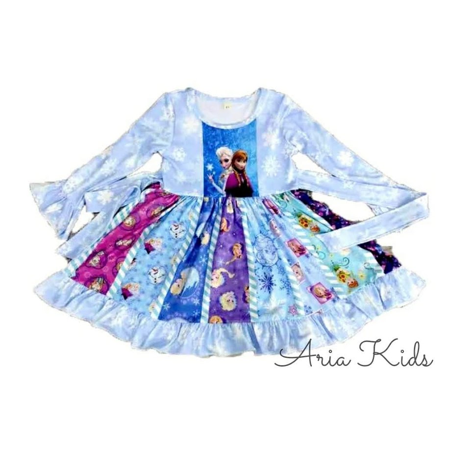WHOLESALE BUNDLE - Frozen Sisters Long Sleeve Dress (26 Pieces) - ARIA KIDS