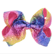 8" Jumbo Rainbow Sequins Hair Bow Clip - ARIA KIDS