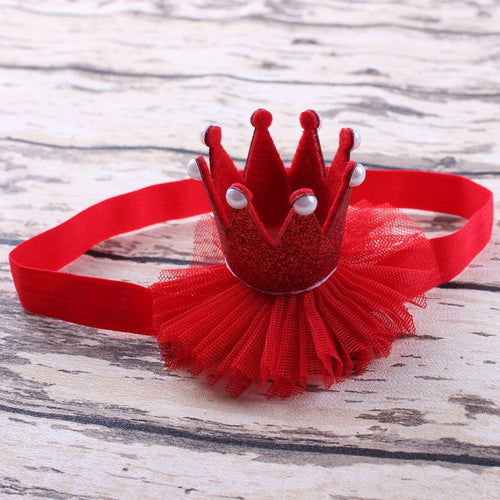 Ruby Red Pearl Glitter Crown Headband - ARIA KIDS