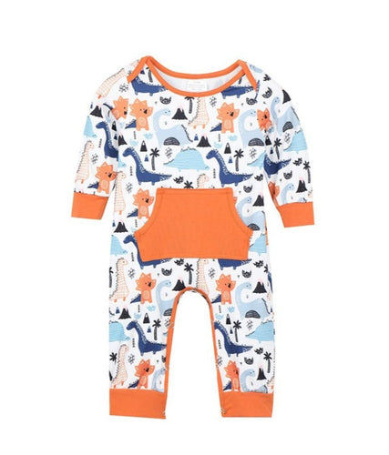 Dinosaur Pocket Unisex Baby Romper - ARIA KIDS