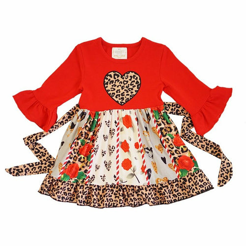 Cheetah & Floral Heart Dress - ARIA KIDS