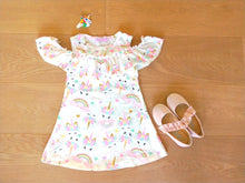 Pastel Unicorn Open Shoulder Dress - ARIA KIDS