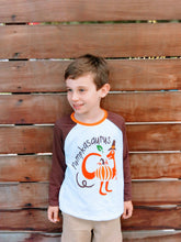 "Pumpkinsaurus" Boys Orange/Brown Fall Raglan Shirt - ARIA KIDS
