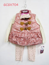 Floral ruffle puff vest with legging 4 pcs set