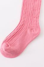 Pink knit knee high sock