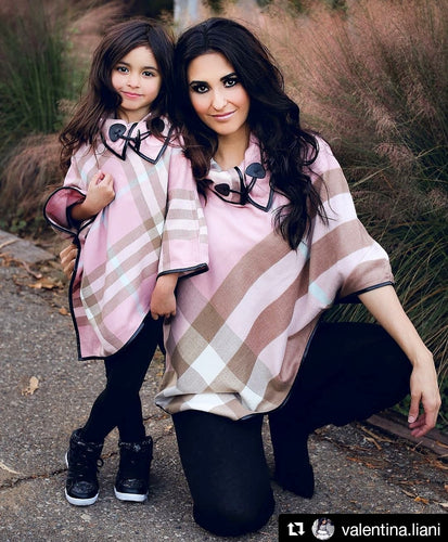 Pink - ARIA - Matching Mommy and Me Poncho 2-Pc Gift Set - ARIA KIDS