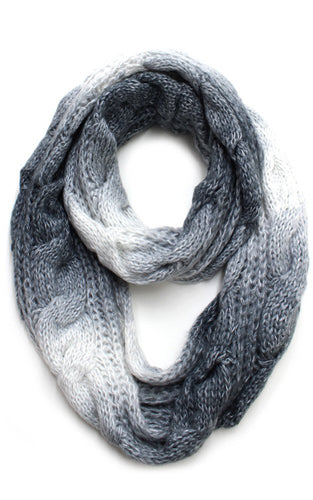 Shaded Grey and White Knitted Infinity Scarf - ARIA KIDS