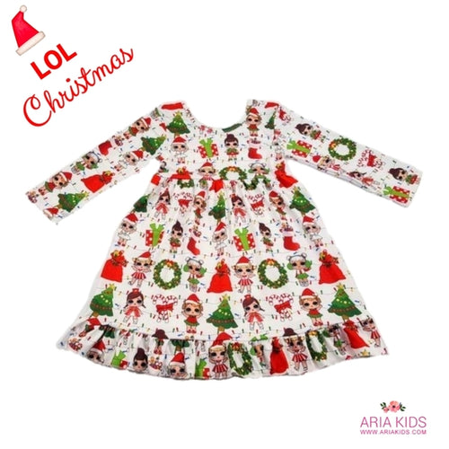WHOLESALE BUNDLE - LOL Red Twirl Christmas Dress (7 Pieces) - ARIA KIDS