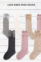 Lace cable bow knee high socks - ARIA KIDS