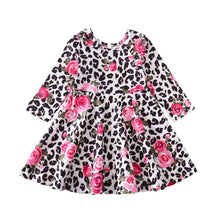 Leopard Pink Rose Twirl Dress with Hair Bow - ARIA KIDS