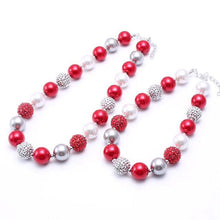 WHOLESALE CLEARANCE BUNDLE - "Robin" Mommy and Me Chunky Necklace Christmas Gift in Red & Silver - ARIA KIDS