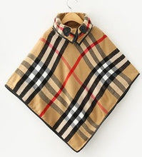 Girls Size - ARIA Plaid Collared Poncho - in 4 Colors - ARIA KIDS