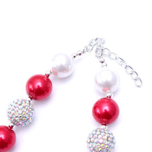"Robin" Girls Chunky Bubblegum Necklace Christmas Gift - Pearl/Gray/Red - ARIA KIDS