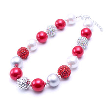 "Robin" Girls Chunky Bubblegum Necklace Christmas Gift - Pearl/Gray/Red - ARIA KIDS