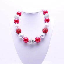 "Robin" Girls Chunky Bubblegum Necklace Christmas Gift - Pearl/Gray/Red - ARIA KIDS