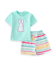 Mint Stripe Bunny Boys Top & Shorts Set - ARIA KIDS